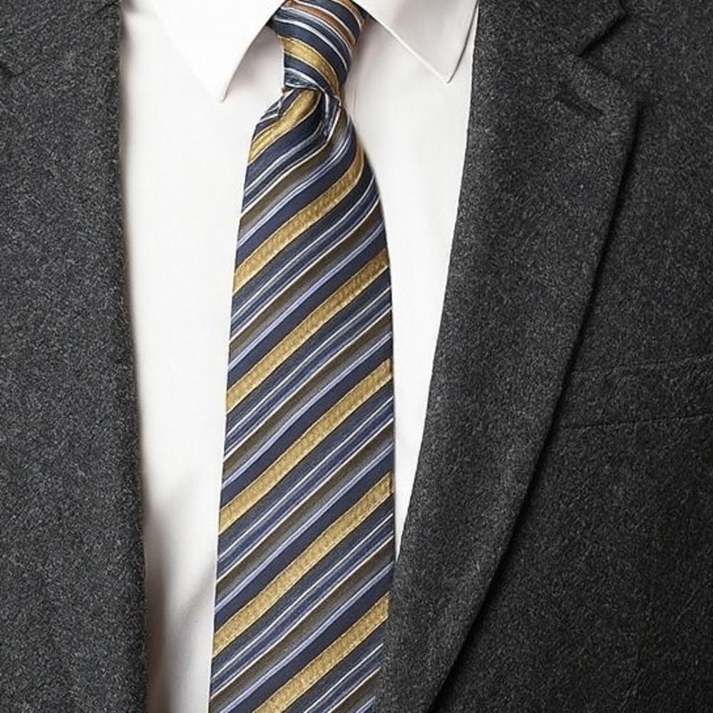 Geoffrey Beene Classic Tie Multicolor Yellow Stripe 100 Silk Necktie Preppy Bold